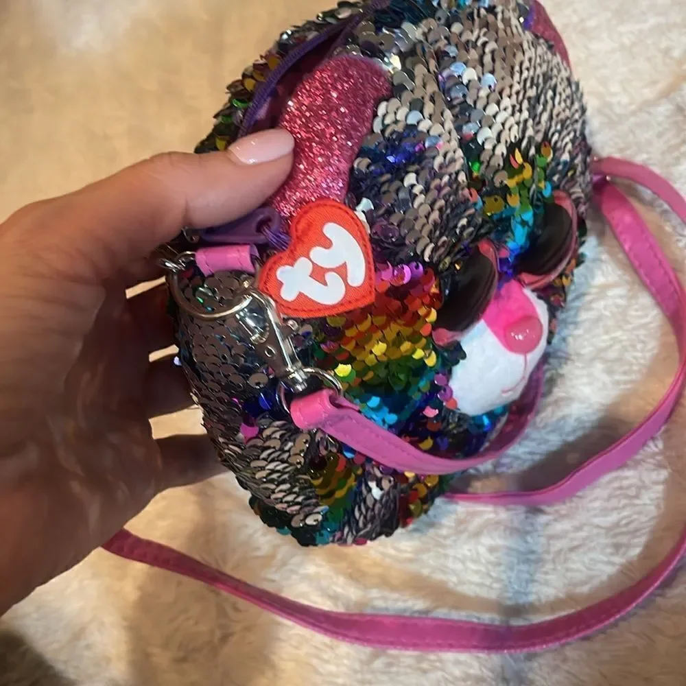 TY sparkly sequin teddy bear purse
